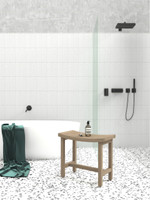 Patented 24" Sumba-Mist Lotus Teak Shower Bench with Elevated Height