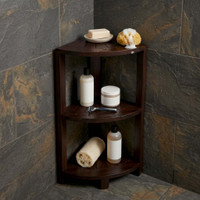 Kai-Petite Mocha-Shield Small Three-Tier Teak Corner Bath Shelf