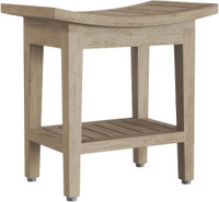 18" Maluku Mist-Shield Teak Shower Bench with Shelf