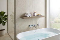30" Moa Mist-Shield Floating Teak Wall Shelf