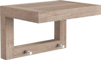 12" Moa Mist-Shield Teak Wall Shelf with Hooks