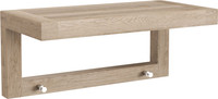 18" Moa Mist-Shield Teak Wall Shelf with Hooks