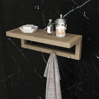 24" Moa Mist-Shield Teak Wall Shelf with Hooks