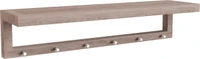 36" Moa Mist-Shield Teak Wall Shelf with Hooks