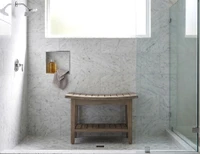 24" Maluku Mist-Shield Teak Shower Bench with Shelf thumbnail