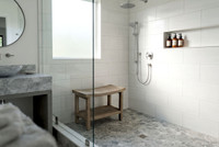 24" Sumba Mist-Shield Teak Shower Bench with Shelf