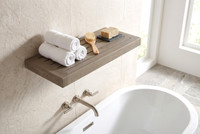 18" Moa Mist-Shield Floating Teak Wall Shelf