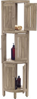 Kai Mist-Shield Four-Tier Corner Teak Bath Stand with Front-Facing Doors