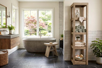 Sula Mist-Shield Five-Tier Square Teak Bath Stand