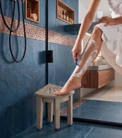 Patented Kai Mist-Shield Angled Corner Teak Shaving & Washing Foot Rest