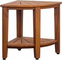 Kai Bjon Corner Teak Shower Bench with Shelf