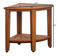 Kai Bjon Corner Teak Shower Bench with Shelf