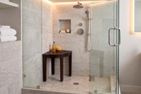 15.5" Kai Mocha-Shield Corner Teak Shower Bench with Elevated Height