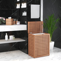 AquaTeak Grate Large-Size Wall-Hugging Teak Hamper