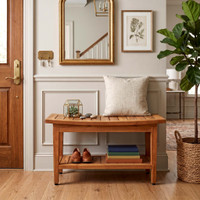 Patented 30" Maluku Teak Entryway Bench with Shelf