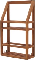 Moa Wide Teak Shower Caddy with Stainless Steel Hooks thumbnail