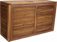 The Original Nila Teak Wall Hugging Louvered Double Hamper thumbnail
