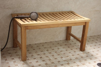 36" Stratus Solid Teak Indoor Outdoor Bench Shower Stool
