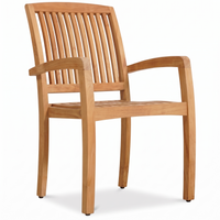 Linear Outdoor Teak Stacking Arm Chair