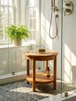 Patented 18" Iris Teak Shower Bench with Shelf thumbnail