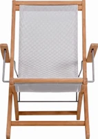 Sol Outdoor Teak & Sling Beach Chair thumbnail