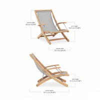 Sol Outdoor Teak & Sling Beach Chair thumbnail