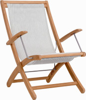 Sol Outdoor Teak & Sling Beach Chair thumbnail