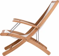 Sol Outdoor Teak & Sling Beach Chair thumbnail