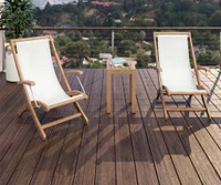 Sol Outdoor Teak & Sling Beach Chair thumbnail