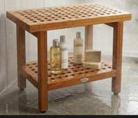 AquaTeak The Original 24" Grate Teak Shower Bench with Shelf