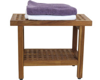 AquaTeak The Original 24" Grate Teak Shower Bench with Shelf