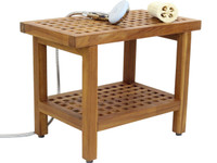 The Original 24" Grate Teak Shower Bench with Shelf
