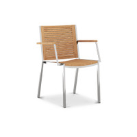 The Supreme™ Stacking Teak & Stainless Steel Arm Chair.