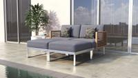 Supreme Outdoor Teak & Stainless Steel Modular Ottoman thumbnail