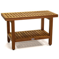 The Original 30" Grate Teak Shower Bench with Shelf