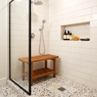 The Original 30" Grate Teak Shower Bench with Shelf