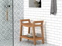 AquaTeak Asia Ascend Teak Shower Bench with Shelf