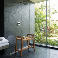 AquaTeak Patented Asia Ascend Teak Shower Bench with Elevated Height