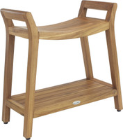 AquaTeak Patented Asia Ascend Teak Shower Bench with Elevated Height and Shelf
