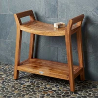 Patented Asia Ascend Teak Shower Bench with Elevated Height and Shelf thumbnail