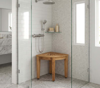 15.5" Kai Corner Raw Teak Shower Bench