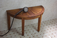 AquaTeak Half-Moon Teak Shower Bench