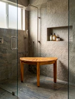 Half-Moon Teak Shower Bench