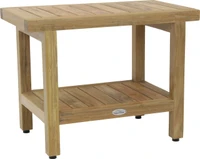 24" Spa Raw Teak Shower Bench with Shelf