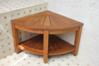 AquaTeak The Original 22" Kai Corner Teak Shower Bench with Shelf