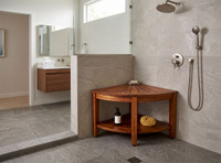 The Original 22" Kai Corner Teak Shower Bench with Shelf thumbnail