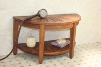 AquaTeak Half-Moon Teak Shower Bench with Shelf