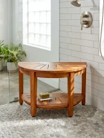 Half-Moon Teak Shower Bench with Shelf thumbnail