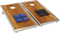 AquaTeak Stellar Teak & Stainless Steel Corn Toss Game & Set of 8 Corn Toss Bags
