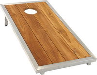 AquaTeak Stellar Teak & Stainless Steel Corn Toss Game & Set of 8 Corn Toss Bags